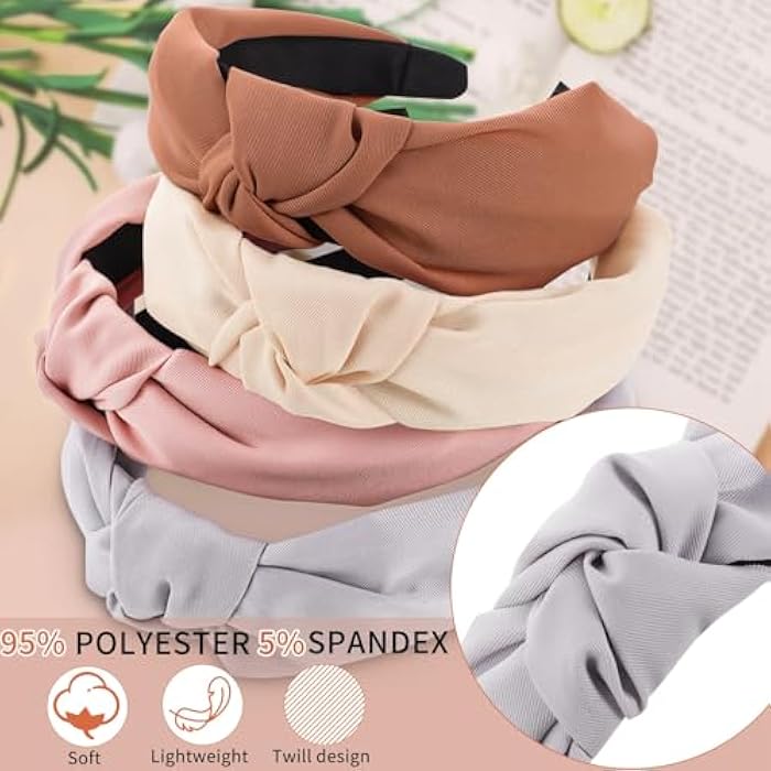obeoby 8Pcs Headbands for Women, Fashion Knotted Headband Coffee Series Wide Hairband Hair Accessories Valentine Party Hair Accessories for Women Girls - Image 2
